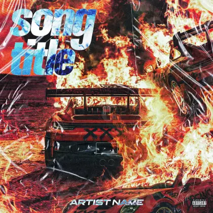 Music cover artwork “Red Car”: car and fire, red tones