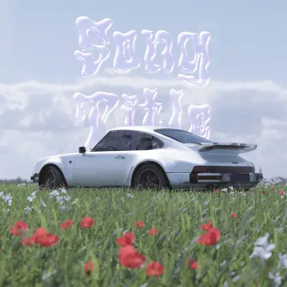 Premade cover art “Red Car”: car and flower, red tones