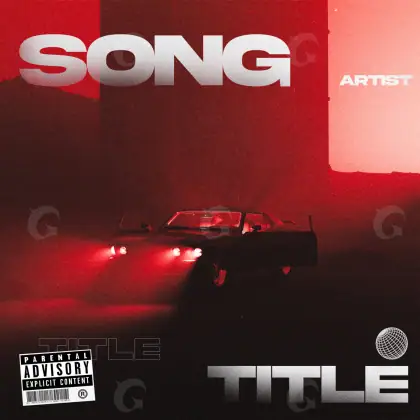 Portada para canción «Red Car»: coche y círculo; color rojo