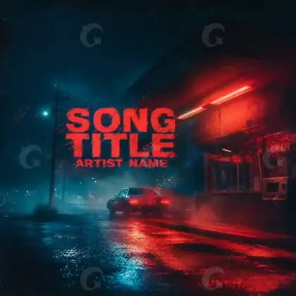 Portada para canción «Red Car»: coche y calle; color rojo