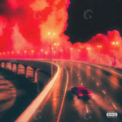 Music cover artwork “Red Car”: car and road, red tones