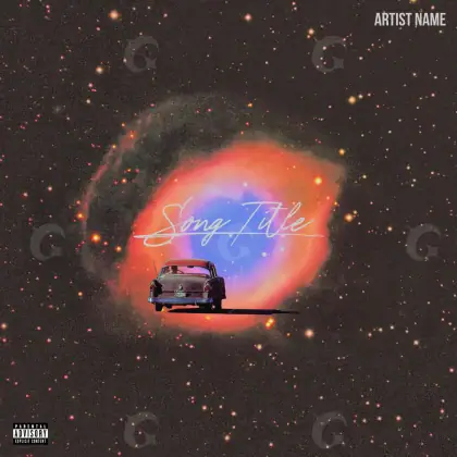 Music cover artwork “Red Car”: car and sun, red tones