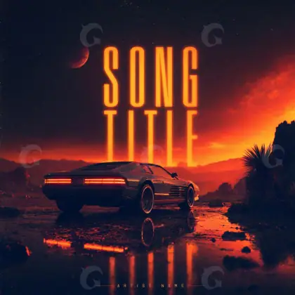 Premade cover art “Red Car”: car and palm, red tones