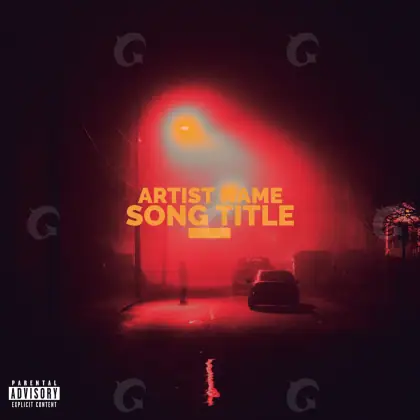 Arte de portada musical «Red Car»: coche y carretera; color rojo