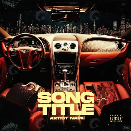 Portada para canción «Red Car»: coche y ciudad; color rojo