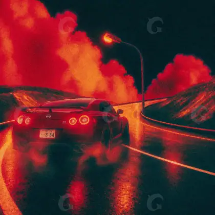 Portada para canción «Red Car»: coche y carretera; color rojo