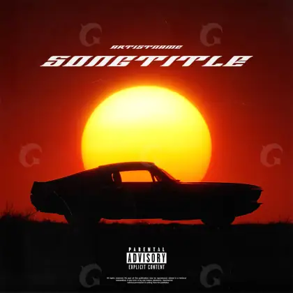 Portada prediseñada «Red Car»: coche y sol; color rojo