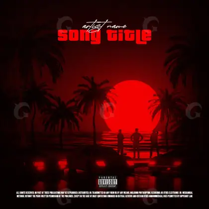 Music cover artwork “Red Circle”: circle and palm, red tones