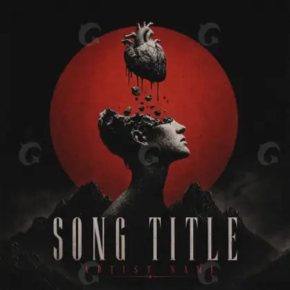 Arte de portada musical «Red Circle»: círculo y mujer; color rojo