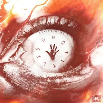 Portada prediseñada «Red Clock»: reloj y rostro; color rojo