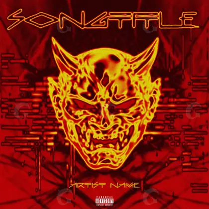 Album cover art “Red Face”: face and mask, red tones
