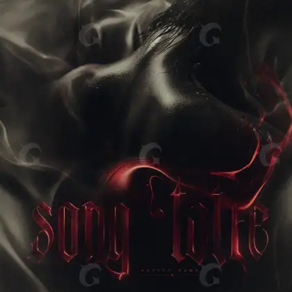 Arte de portada musical «Red Face»: rostro y corazón; color rojo