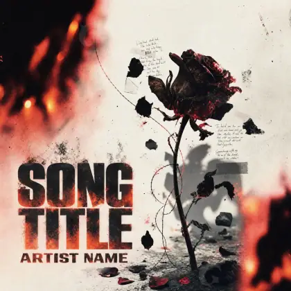 Music cover artwork “Red Flower”: flower and fire, red tones