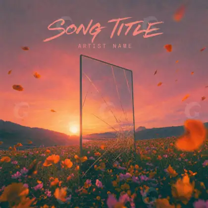 Premade cover art “Red Flower”: flower and sun, red tones