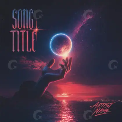 Album cover art “Red Hand”: hand and planet, red tones