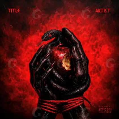 Arte de portada musical «Red Hand»: mano y serpiente; color rojo