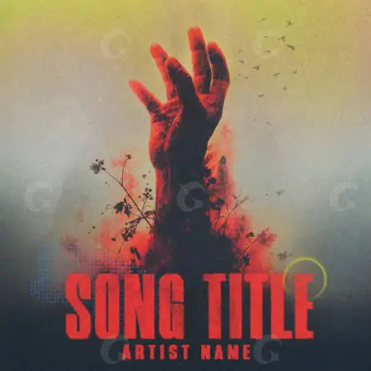 Music cover artwork “Red Hand”: hand and flower, red tones
