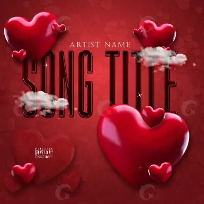 Arte de portada musical «Red Heart»: corazón y nube; color rojo