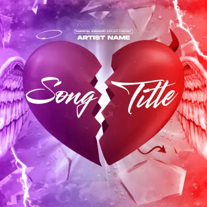 Album cover art “Red Heart”: heart and lightning, red tones