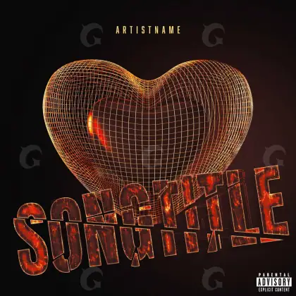 Album cover art “Red Heart”: heart and cube, red tones