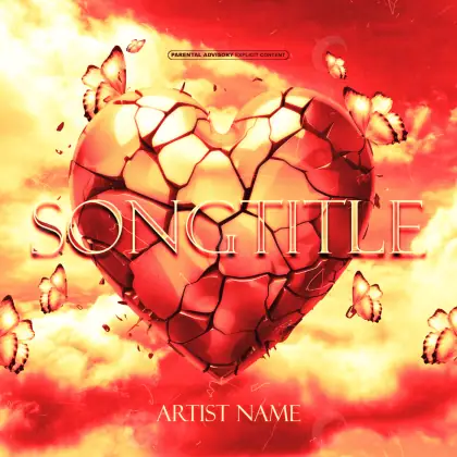Album cover art “Red Heart”: heart and butterfly, red tones