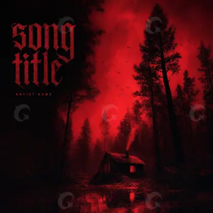 Premade cover art “Red House”: house and tree, red tones