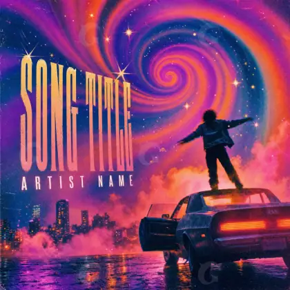 Music cover artwork “Red Man”: man and car, red tones