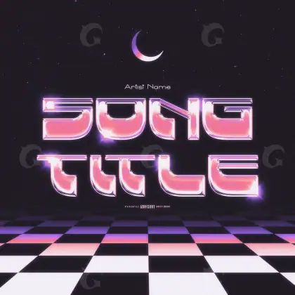 Album cover art “Red Moon”: moon and cube, red tones
