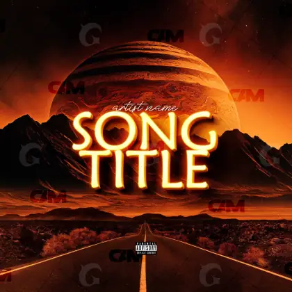 Premade cover art “Red Mountain”: mountain and planet, red tones