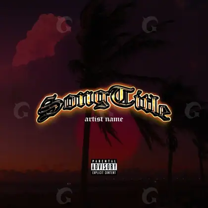 Portada para canción «Red Palm»: palmera y árbol; color rojo