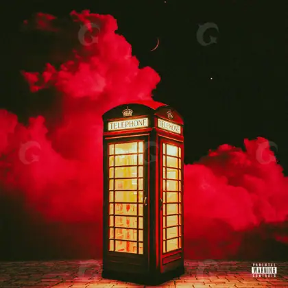 Portada para canción «Red Phone»: teléfono y humo; color rojo