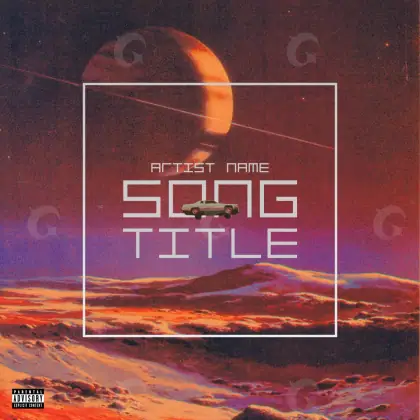 Portada para canción «Red Planet»: planeta y coche; color rojo