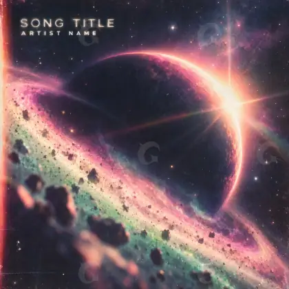Arte de portada musical «Red Planet»: planeta y estrella; color rojo