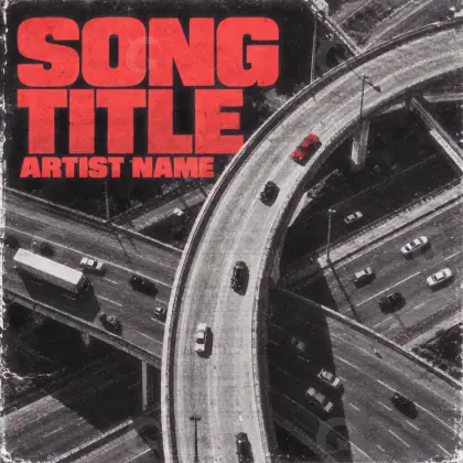 Portada para canción «Red Road»: carretera y coche; color rojo