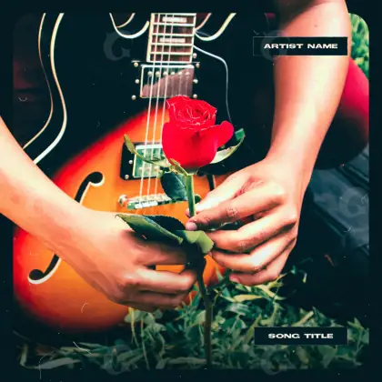Premade cover art “Red Rose”: rose and guitar, red tones