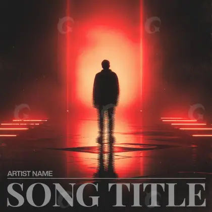 Portada para canción «Red Silhouette»: silueta y hombre; color rojo