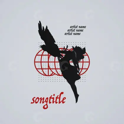 Обложка для альбома «Red Silhouette»: силуэт и птица; палитра — красная