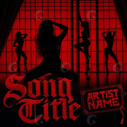 Готовая обложка для трека «Red Silhouette»: силуэт и девушка; палитра — красная