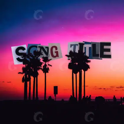 Arte de portada musical «Red Silhouette»: silueta y palmera; color rojo