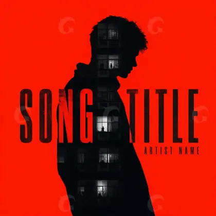 Arte de portada musical «Red Silhouette»: silueta y hombre; color rojo