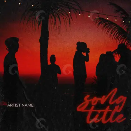 Portada prediseñada «Red Silhouette»: silueta y palmera; color rojo