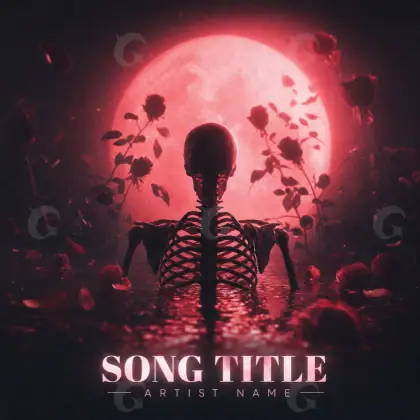 Portada prediseñada «Red Skeleton»: esqueleto y flor; color rojo