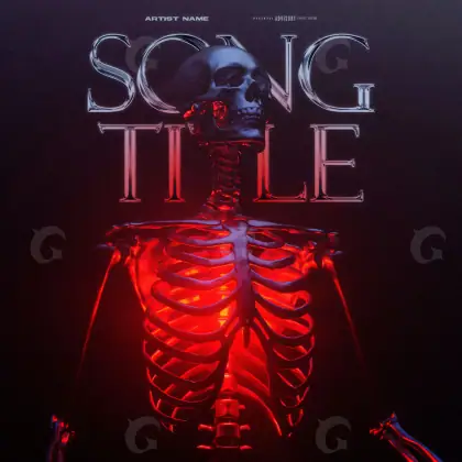 Обложка для песни «Red Skeleton»: скелет; палитра — красная