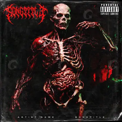 Готовая обложка для трека «Red Skeleton»: скелет; палитра — красная