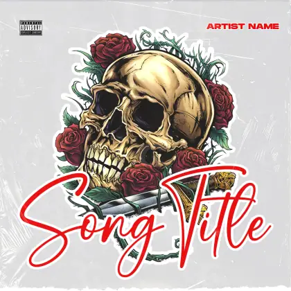 Premade cover art “Red Skull”: skull and rose, red tones