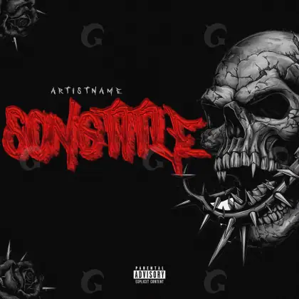 Music cover artwork “Red Skull”: skull and rose, red tones