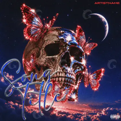 Portada prediseñada «Red Skull»: calavera y mariposa; color rojo