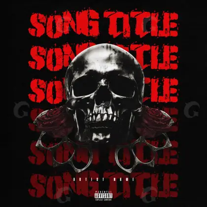 Arte de portada musical «Red Skull»: calavera y ojos; color rojo