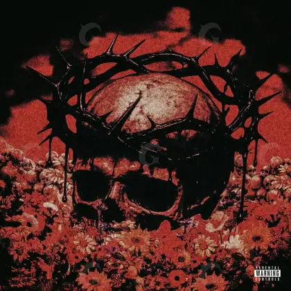 Premade cover art “Red Skull”: skull and flower, red tones
