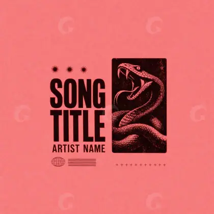 Обложка для песни «Red Snake»: змея и звезда; палитра — красная